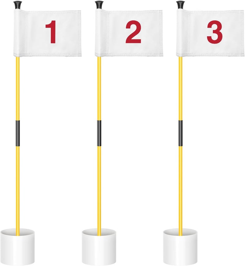 KINGTOP Golf Flagstick Mini, Putting Green Flag for Yard, All 3 Feet, Double-Sided Numbered Golf Flags, Golf Pin Flag Hole Cup Set, Portable 2-Section Design, Gifts Idea - Image 1