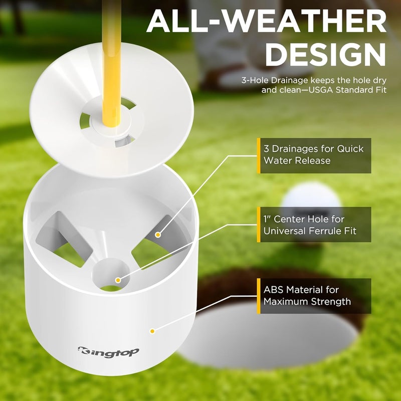 KINGTOP Golf Flagstick Mini, Putting Green Flag for Yard, All 3 Feet, Double-Sided Numbered Golf Flags, Golf Pin Flag Hole Cup Set, Portable 2-Section Design, Gifts Idea - Image 3