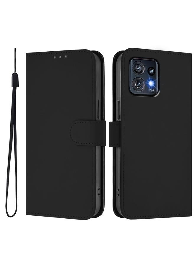 S-TOP Case For Motorola Edge+ 2023 / Moto X40 Skin Feel Solid Color Leather Phone Case with Lanyard - Image 2