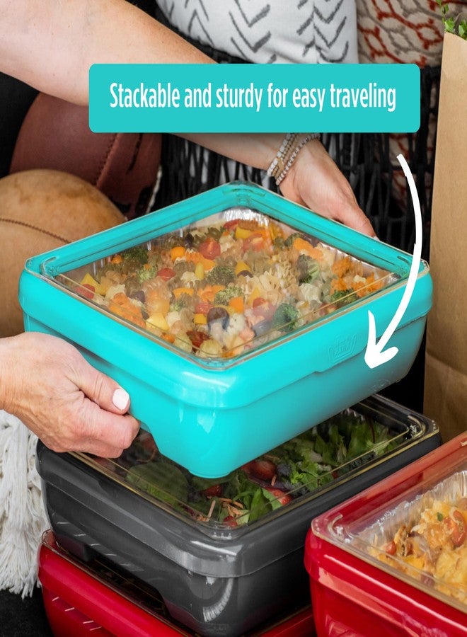 Fancy Panz غطاء Fancy Panz 2 في 1 لتزيين وحماية صينية القصدير، صنع في الولايات المتحدة الأمريكية، يناسب مقاسين من صواني القصدير. صينية قصدير وملعقة تقديم مرفقة. مناسب للأطعمة الساخنة والباردة. قابل للتكديس لسهولة الحمل. خالٍ من مادة BPA (كلاسيكي، أزرق مخضر). - Image 4