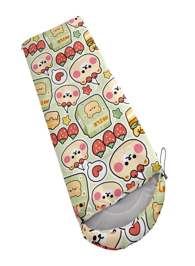 OIXXAF Datura home Kids Sleeping Bag for Boys and Girls,Cartoon Cute Bear with Cheery Print-Lightweight Warm Outdoor Indoor-Waterproof Cold Weather Resistant Sleeping Bag for Camping Hiking(Bear 32"*90") - Image 2