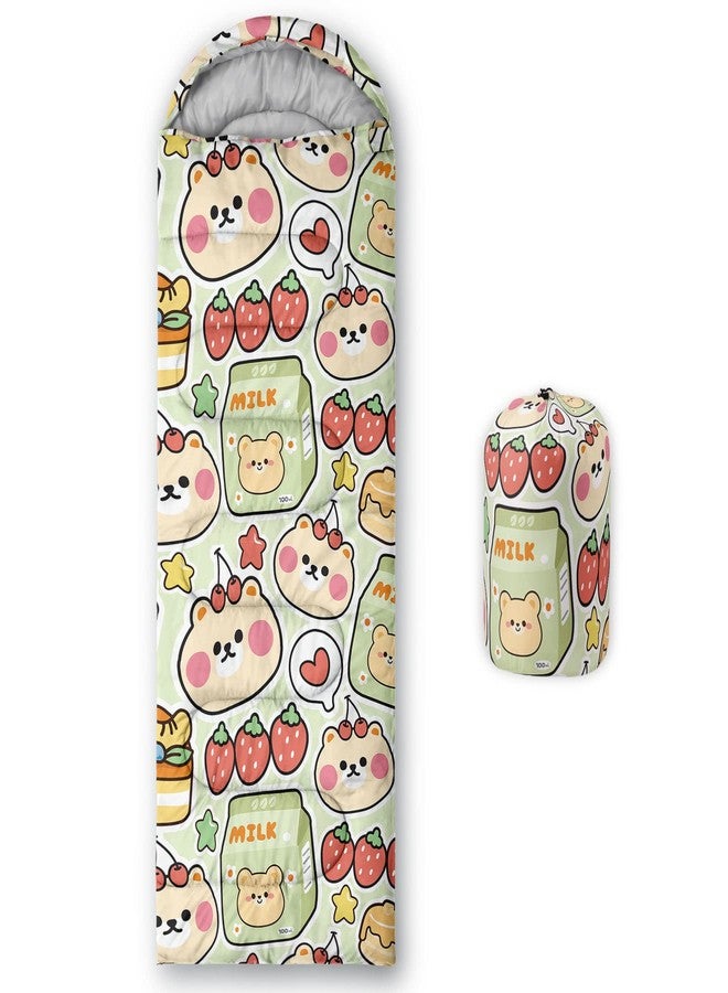 OIXXAF Datura home Kids Sleeping Bag for Boys and Girls,Cartoon Cute Bear with Cheery Print-Lightweight Warm Outdoor Indoor-Waterproof Cold Weather Resistant Sleeping Bag for Camping Hiking(Bear 32"*90") - Image 1