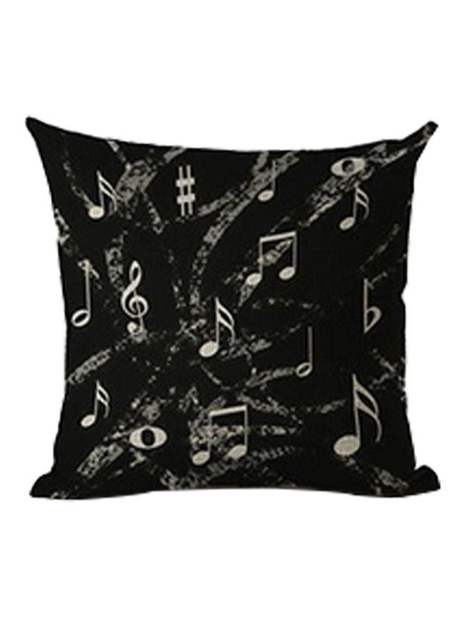 نيبمينينت غطاء وسادة زينة مرسوم عليه نوتة سلسلة موسيقية أسود / بيج 45x45سنتيمتر