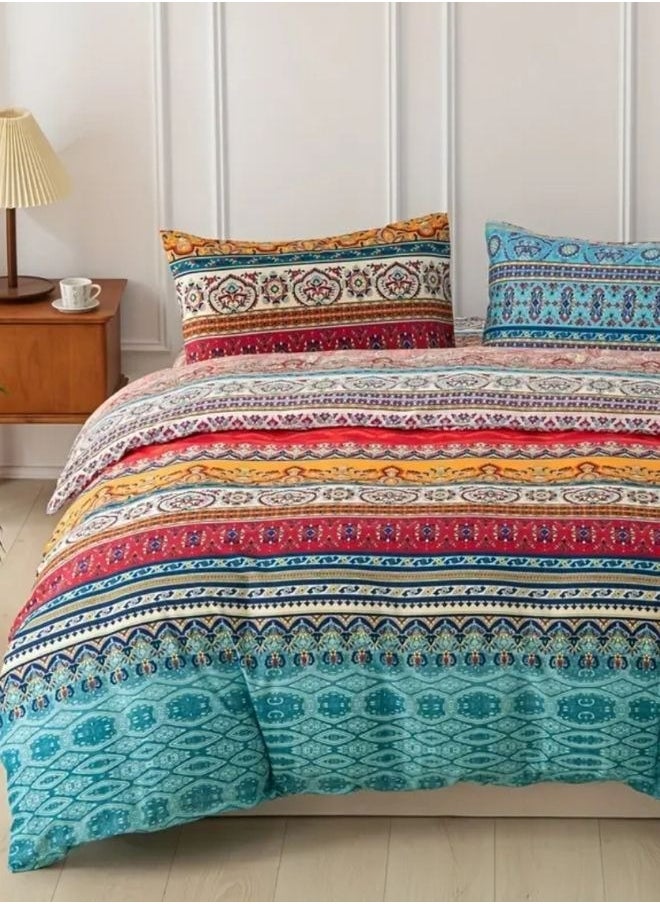 LUNA Home - Queen size 6 piece duvet cover set, colorful bohemian bedding. - Image 1