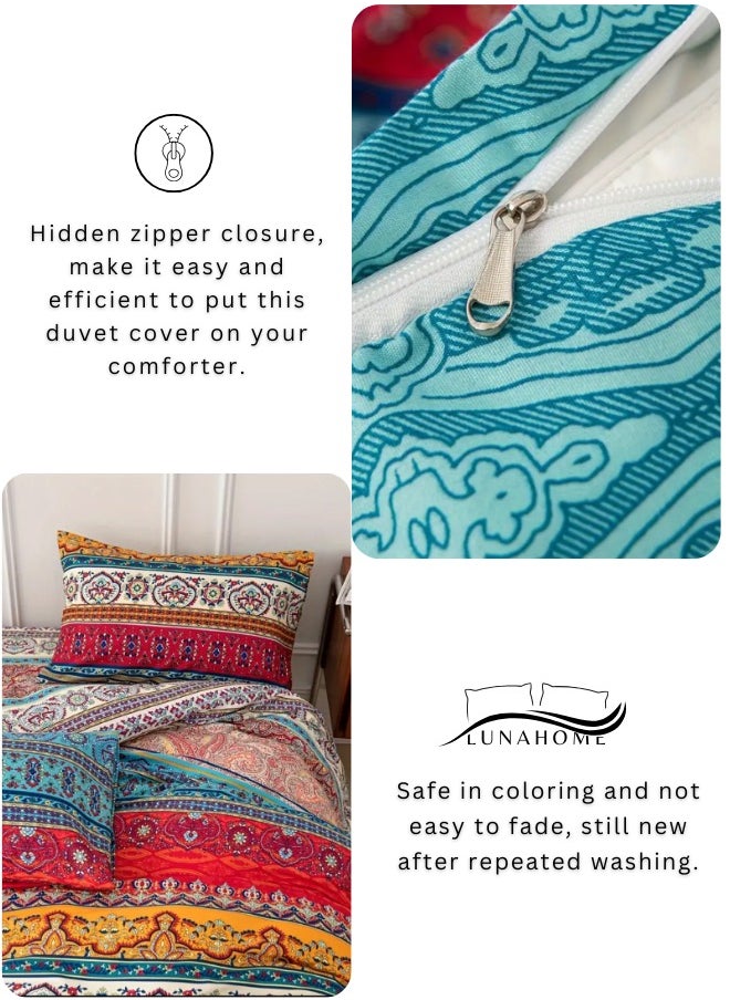 LUNA Home - Queen size 6 piece duvet cover set, colorful bohemian bedding. - Image 1
