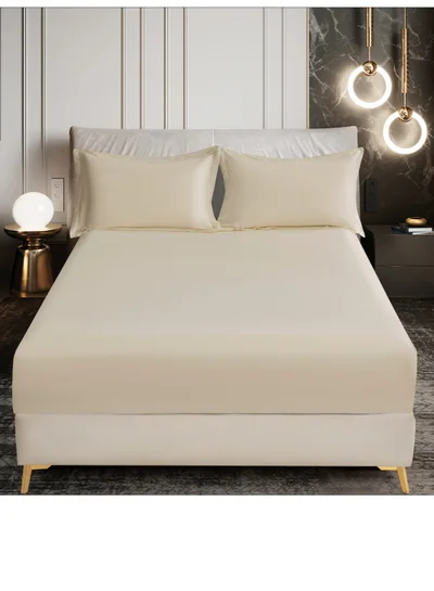 Donetella Bedding Fitted Sheet - Fits 150x200 Cm Bed For Queen Bed 3 Pcs (1 Fitted Sheet and 2 Pillowcases) - 30 Cm Deep Pocket - Solid Bed Sheet
