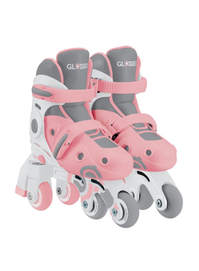 GLOBBER زلاجات تعليمية للأطفال 2 في 1 - زلاجات تدريب قابلة للتعديل بحجم 30-33 - وردي باهت - Image 2