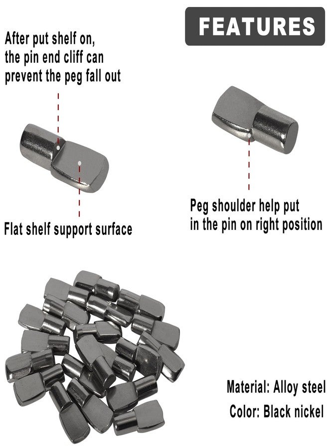 Keenkee Shelf Pegs Pin Diameter 1/4 Inch for Cabinet Shelves Support Clips Holder, 20 Pcs Black Nickel - Image 3