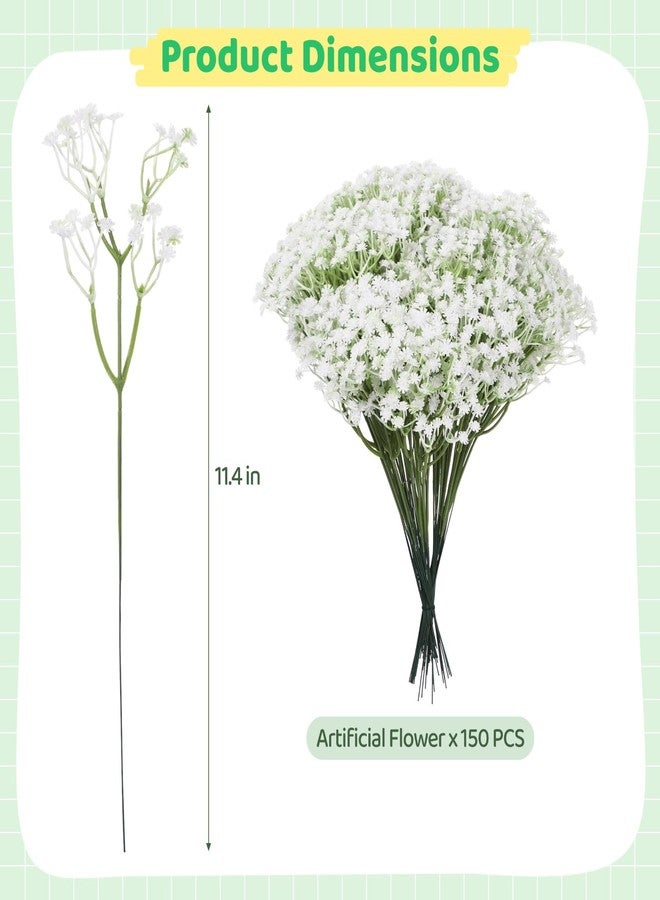 NIMBLOOM 150 PCS Babys Breath Artificial Flowers, 11.4inch White Starry Flower for Wedding Decoration, AReal Touch Faux Babies Breath Gypsophila Bouquet for Wedding Floral Arrangement Party Home Decor - Image 4