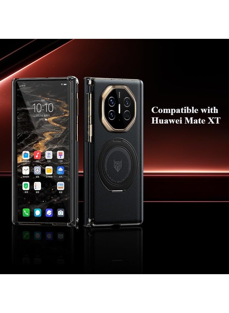 general Case for Huawei Mate XT with built-in 90° adjustable ring stand and hinge protection Magnetic leather folding case for Huawei Mate XT Ultimate - Image 2