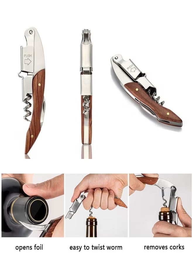 Gecomo Wine Opener Professional Waiters Corkscrew Vintage Wine Bottle Opener with a Comfortable Wood Handle - Image 5