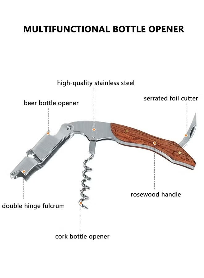 Gecomo Wine Opener Professional Waiters Corkscrew Vintage Wine Bottle Opener with a Comfortable Wood Handle - Image 2