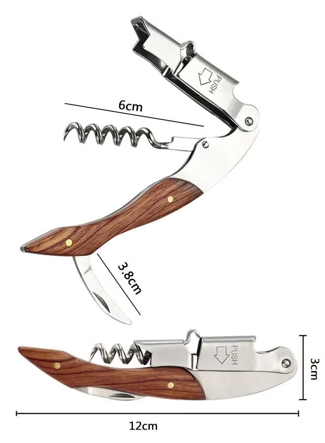 Gecomo Wine Opener Professional Waiters Corkscrew Vintage Wine Bottle Opener with a Comfortable Wood Handle - Image 3