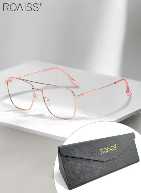 Blue Light Blocking Glasses Blue Light Filter Computer Reading Gaming TV Phones Oversized Eyeglasses Fashion Anti Eyestrain Headache Eyewear for Women Men Rose Gold