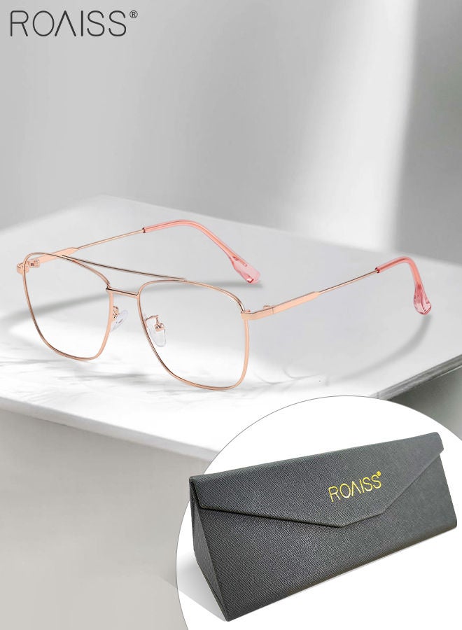 roaiss Blue Light Blocking Glasses Blue Light Filter Computer Reading Gaming TV Phones Oversized Eyeglasses Fashion Anti Eyestrain Headache Eyewear for Women Men Rose Gold - Image 1
