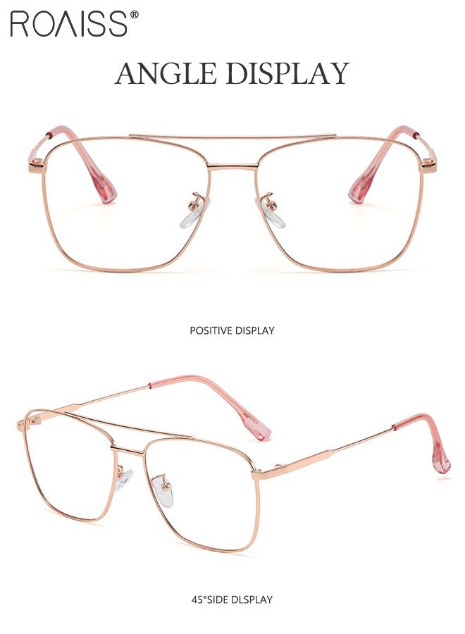 roaiss Blue Light Blocking Glasses Blue Light Filter Computer Reading Gaming TV Phones Oversized Eyeglasses Fashion Anti Eyestrain Headache Eyewear for Women Men Rose Gold - Image 5