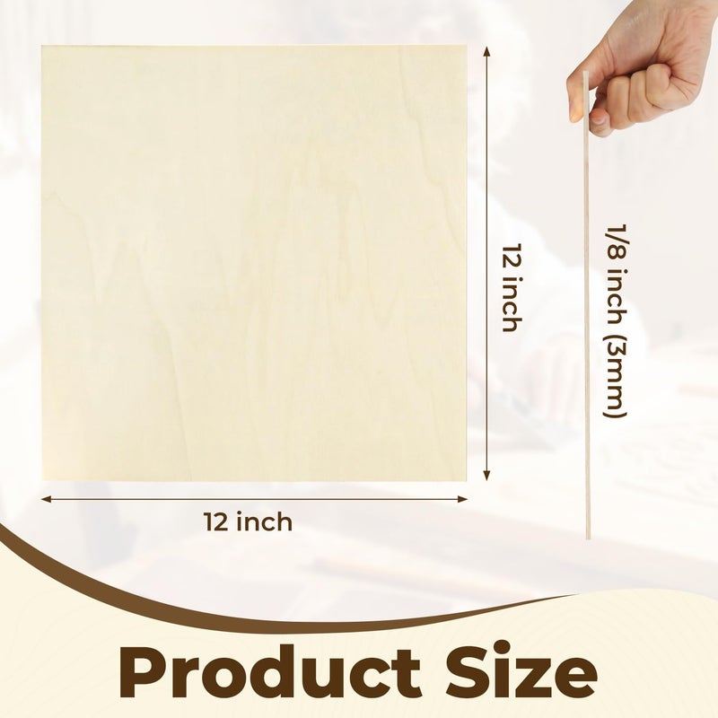 lilLittle 12 Pack Basswood Sheets 12"x12"x1/8", 3mm Basswood for Laser Cutting, Wood for Laser Cutting and Engraving, Laser Engraver Blanks, DIY Architectural Models Making, Wood Engraving - Image 2