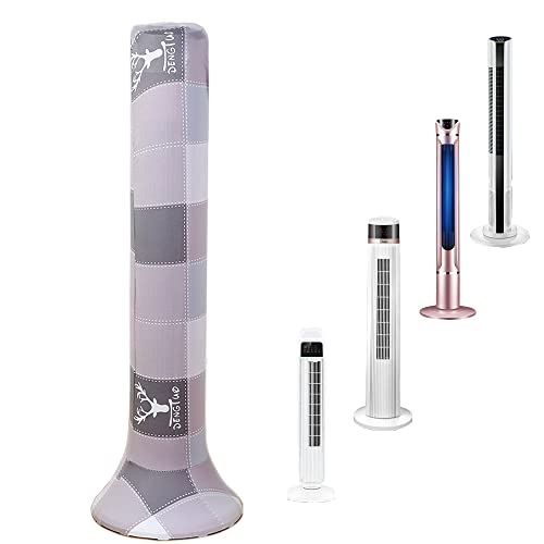 Yrzper Tower Fan Dust Cover Moisture proof Dustproof Tower Cover Washable Tower Sleeve Dust Proof Protective Cover Dustproof & Moisture-Proof for Household Tower Fan Pedestal (grey plaid, Larger) - Image 1