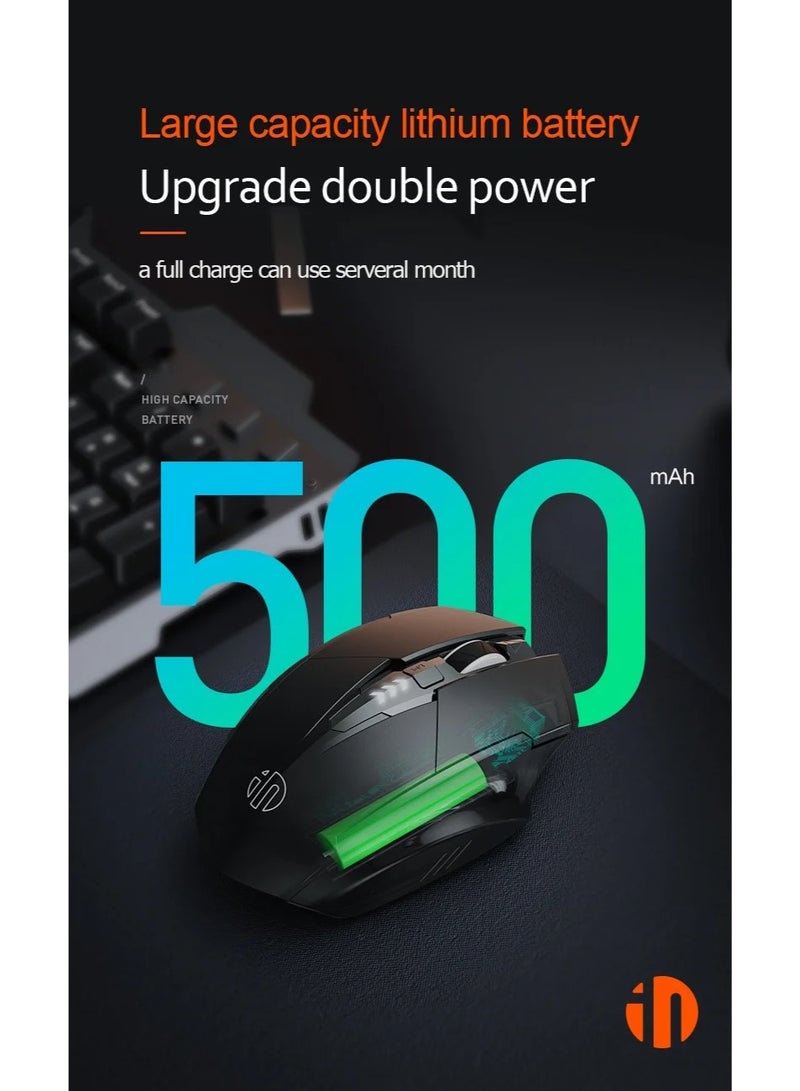 inphic Wireless Mouse, TYPE-C Rechargeable Wireless Mouse, Silent Office And Game Mouse, 3-Speed DPI Adjustment,Electric Charge Display Model, Ergonomic Optical Portable Mouse For Laptops Android Windows Mac OS, Black - Image 3