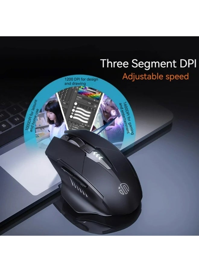 inphic Wireless Mouse, TYPE-C Rechargeable Wireless Mouse, Silent Office And Game Mouse, 3-Speed DPI Adjustment,Electric Charge Display Model, Ergonomic Optical Portable Mouse For Laptops Android Windows Mac OS, Black - Image 4