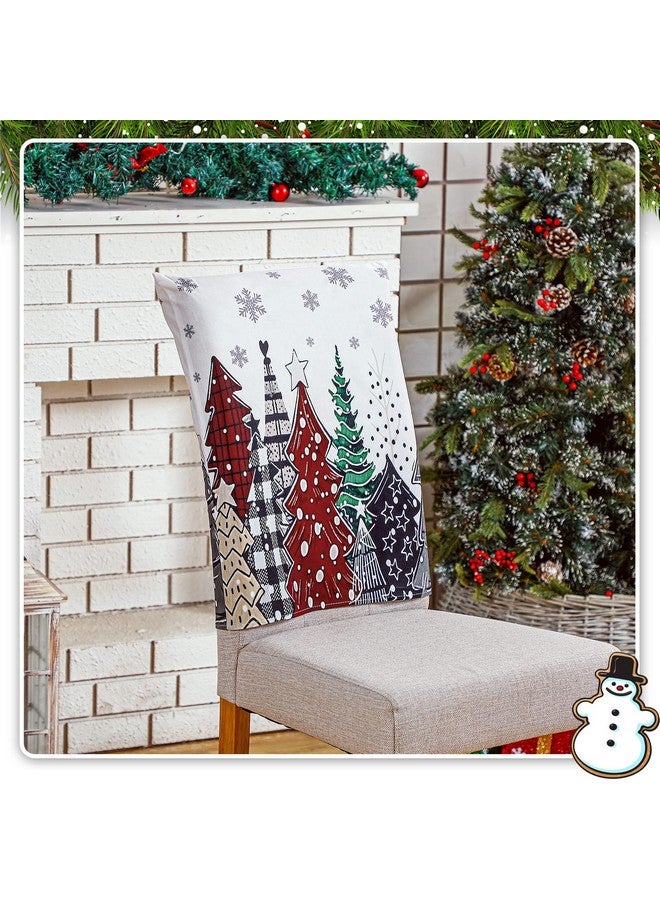 Shellwei 6 Pcs Christmas Chair Covers 18.1 x 21.7 Inches Christmas Trees Snowflake Gift Box Print Decorative Merry Christmas Seat Covers Dining Slipcovers for Xmas Party Kitchen Wedding Party Decor - Image 3