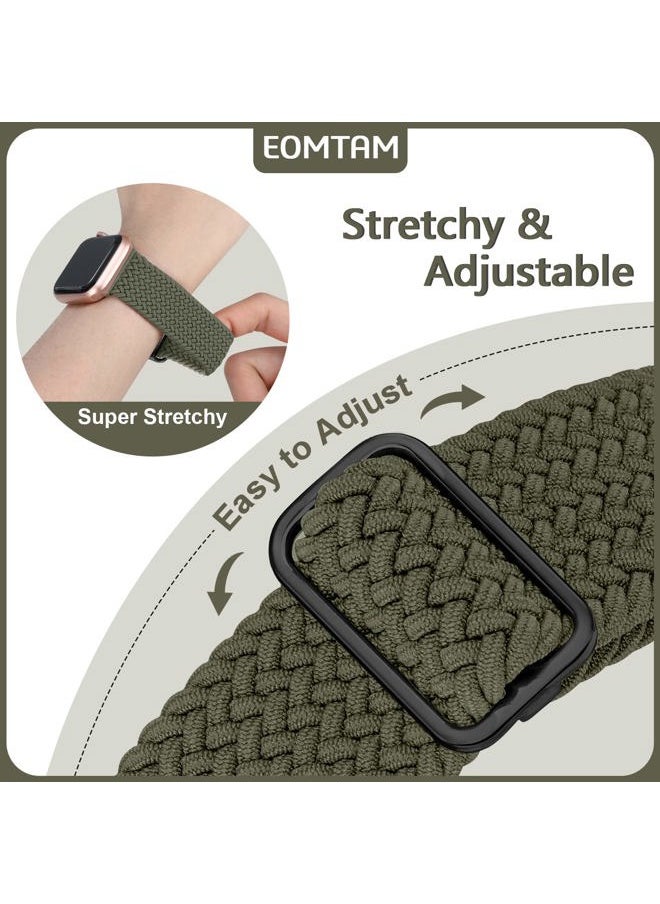 EOMTAM - 5 Pack Braided Stretchy Bands Compatible with Apple Watch Bands Women Men 38mm 40mm 41mm 42mm 44mm 45mm 46mm 49mm,Nylon Solo Loop Elastic Straps Cloth Wristbands for iWatch All Series 1-10 SE Ultra - Image 1