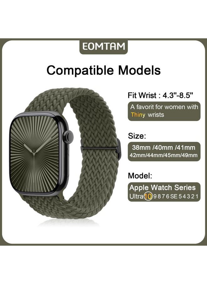 EOMTAM - 5 Pack Braided Stretchy Bands Compatible with Apple Watch Bands Women Men 38mm 40mm 41mm 42mm 44mm 45mm 46mm 49mm,Nylon Solo Loop Elastic Straps Cloth Wristbands for iWatch All Series 1-10 SE Ultra - Image 1