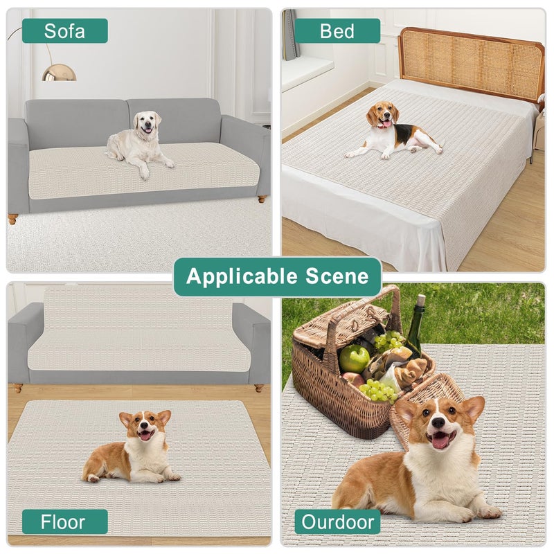 Foxdecor Couch Covers for Sofa  Chaise Cover Sofa Seat Covers  Anti-Slip Dog Mat Pet Pad Blanket for Sofa Chair Recliner Bed Furniture Protector  40x50inch Cream - Image 5
