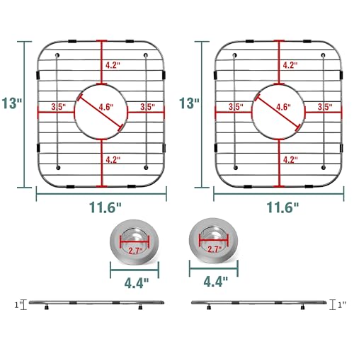 DPZM 2Pack Sink Protectors for Kitchen Sink 13x1158 Stainless Steel Sink Protector with Center Drain Rust Resistant Sink Grate for Bottom of Kitchen Sink with 2Pack Sink Drain Strainer - Image 3