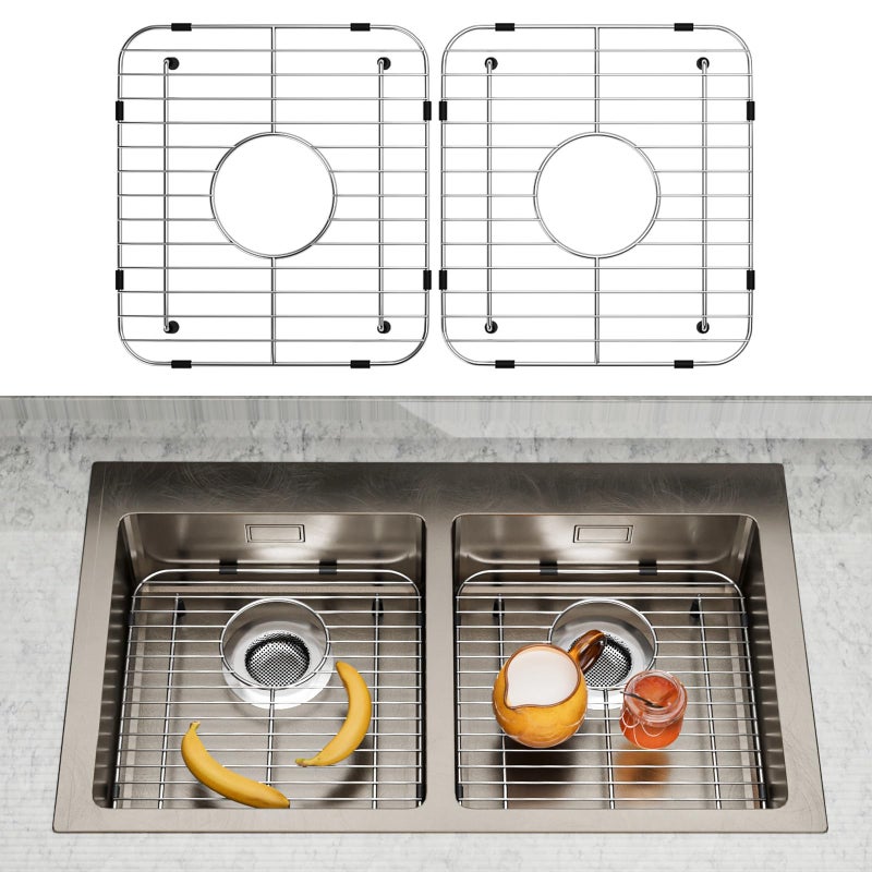 DPZM 2Pack Sink Protectors for Kitchen Sink 13x1158 Stainless Steel Sink Protector with Center Drain Rust Resistant Sink Grate for Bottom of Kitchen Sink with 2Pack Sink Drain Strainer - Image 2