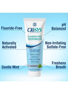 CloSYS CloSYS Fluoride Free Toothpaste, 3.4 Ounce, Travel Size, Gentle Mint, TSA Compliant, Whitening, Enamel Protection, Sulfate Free  - Image 3
