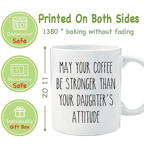 CATABUBU May Your Coffee Be Stronger Than Your Daughter's Attitude - Funny Sarcastic Mug Gift for Dad, Mom, Wife or Husband - Novelty Birthday, Christmas, Mother's Day - Image 4