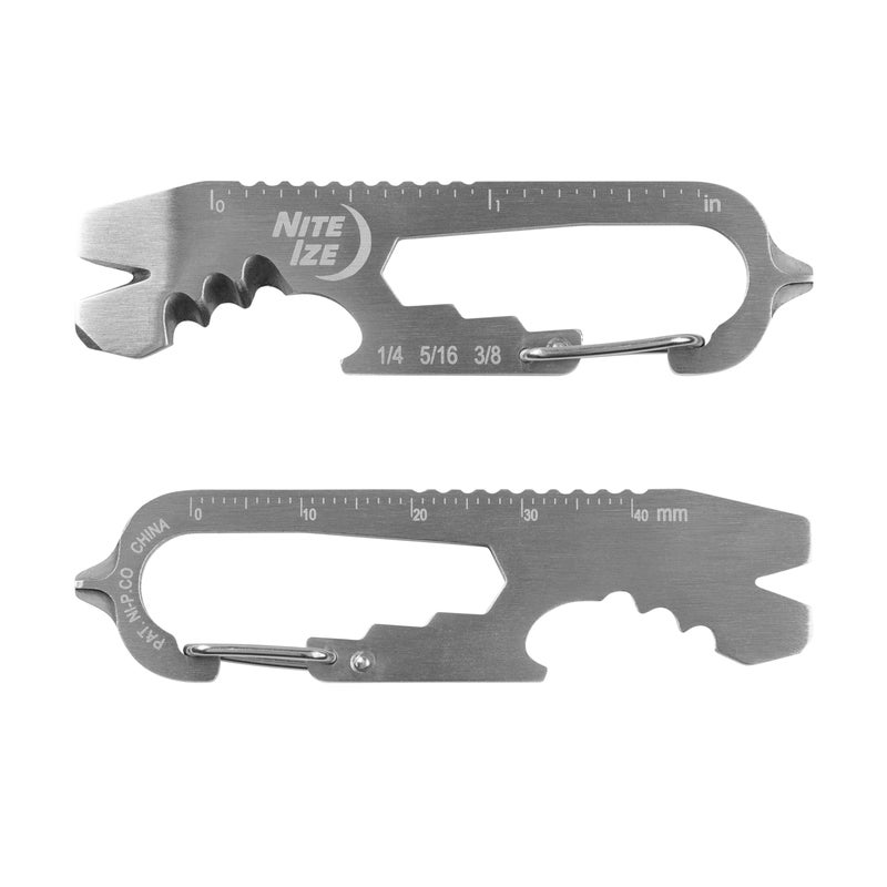 Nite Ize DoohicKey Plus Key Tool - Stainless Steel Carabiner 8-in-1 Multi Tool - Pocket Gadget with Screwdrivers, Bottle Opener, Ruler, Wrench, Bottle Opener & More - 3 Count (3 Pack) - Image 2