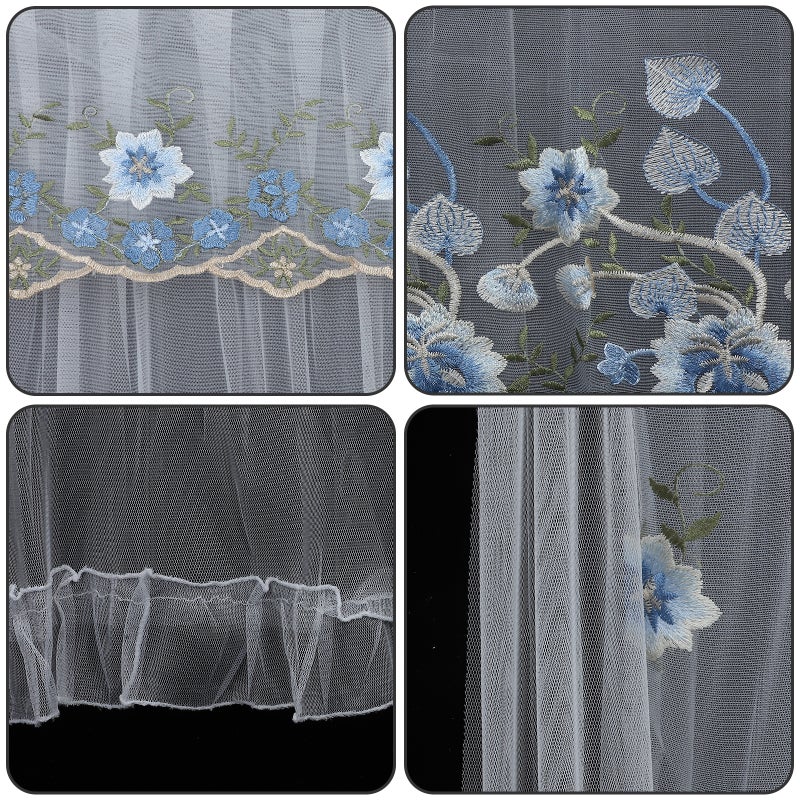 Lace Door Curtain For Bedroom Kitchen Bathroom No Drilling Breathable Mesh Door Screen Decorative Room Divider - Image 3