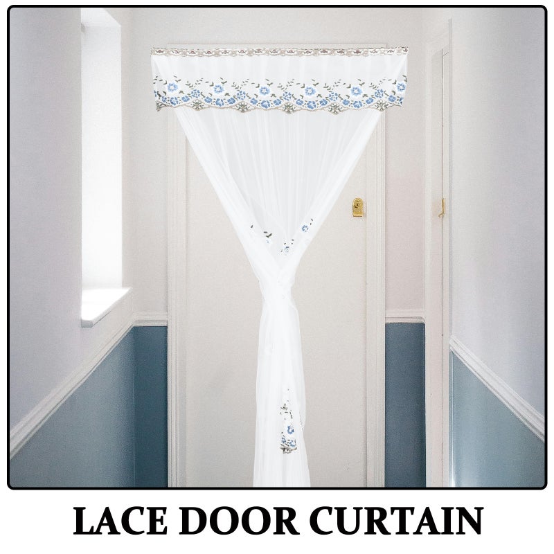 Lace Door Curtain For Bedroom Kitchen Bathroom No Drilling Breathable Mesh Door Screen Decorative Room Divider - Image 2
