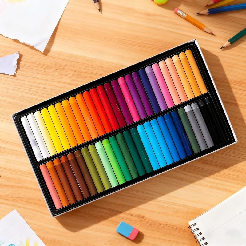 50 Oil Pastels Gift Set, Washable Soft Crayons For Toddlers, 48 Vibrant Colors, Easy Grip Art Supplies - Image 2