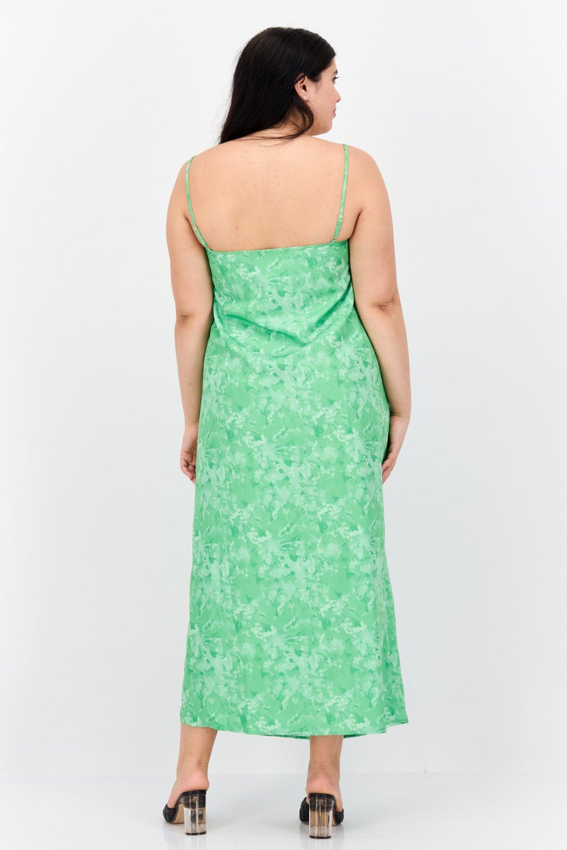 PRETTY LAVISH Women Curve Floral Print Midi Dress, Green - Image 2