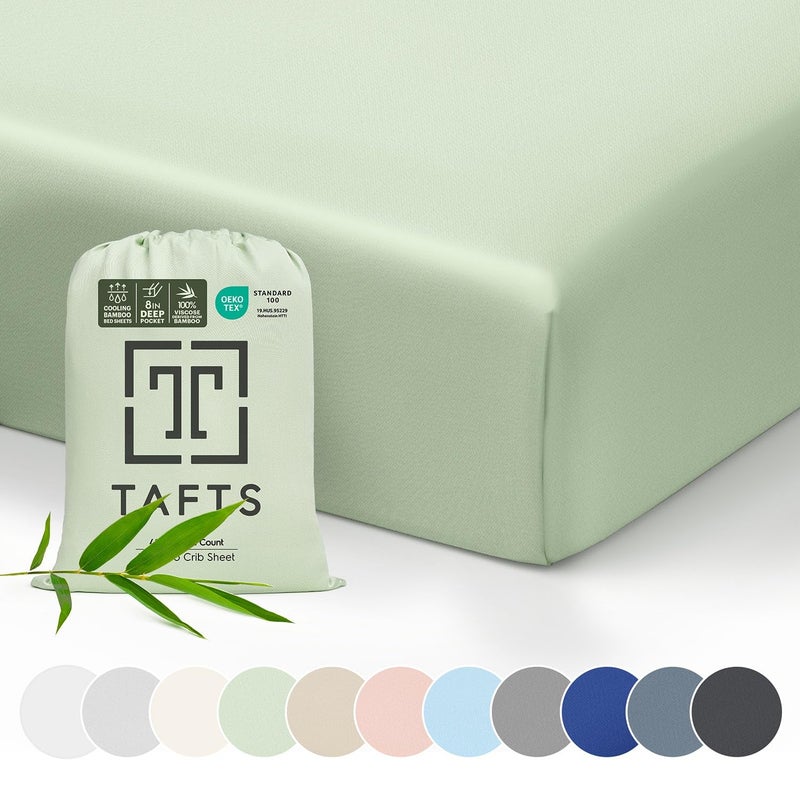 Tafts Tafts Crib Sheets 100 Viscose derived from Bamboo Fitted Girls Boys  Unisex 8 Inch Deep Pocket Standard Crib  Toddler Mattress Cooling Soft 360 Elastic Lifetime Quality 28 x 52 Green