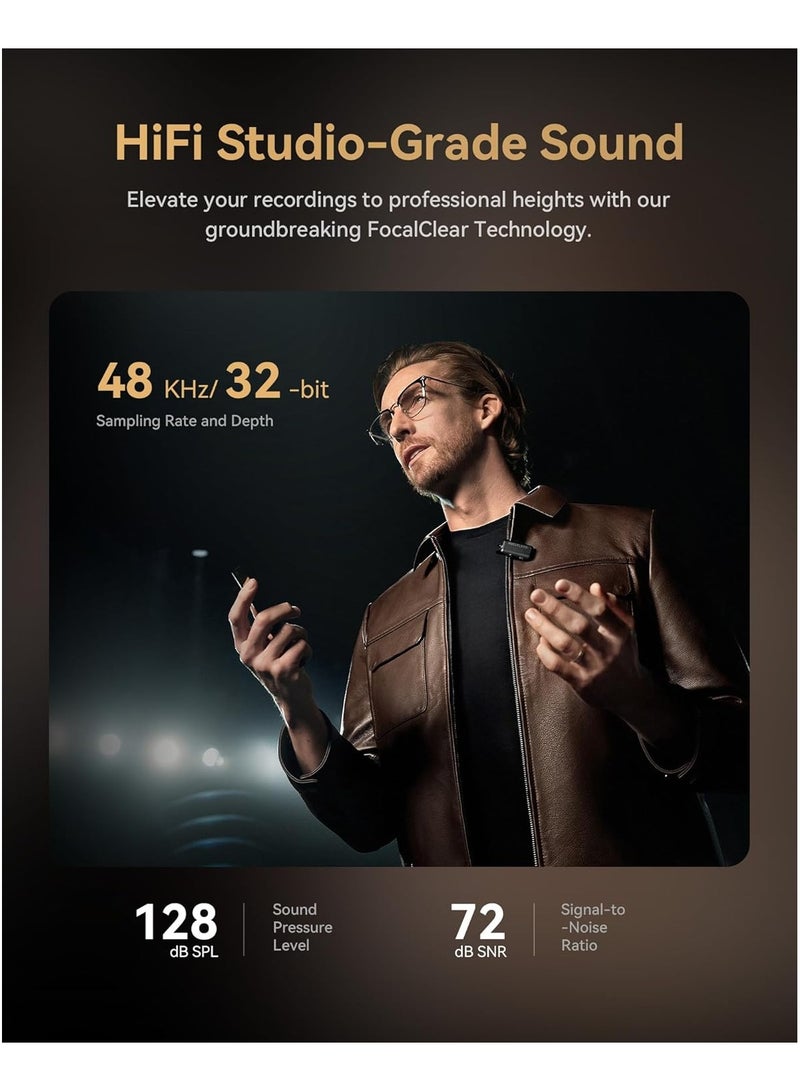 هولي لاند مايك لاسلكي Hollyland LARK MAX 2 Combo مع تقنية إلغاء الضوضاء بالذكاء الاصطناعي وصوت 32 بت، مدى 340 متر، متوافق مع آيفون وأندرويد وكاميرا (2TX+2RX+حقيبة شحن) - Image 2