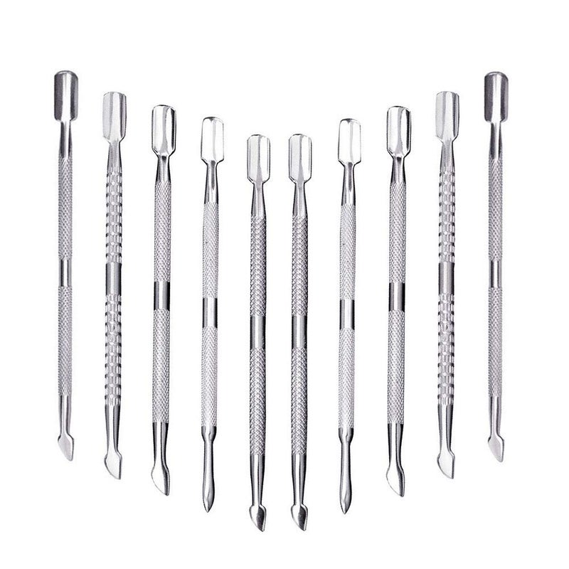 CREATIEE-PRO 10Pcs Cuticle Pusher Remover and Cutter, Creatiee Double Ended Stainless Steel Cuticle Cleaner Nail Gel Polish Removal, Manicure Pedicure Nail Tools for Fingernails Toenails - Professional & Durable - Image 1