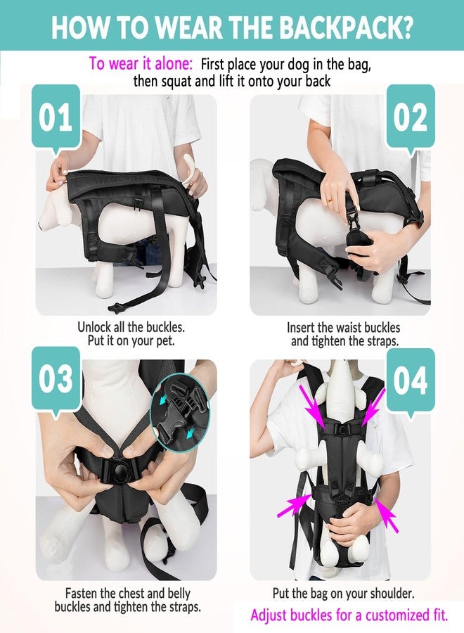 Lukovee Dog Backpack, Legs Out Easy-Fit Front Carrier for Small Medium Dogs, Adjustable Hands-Free Chest Carrier for Hiking Cycling (Black, Small) - Image 4