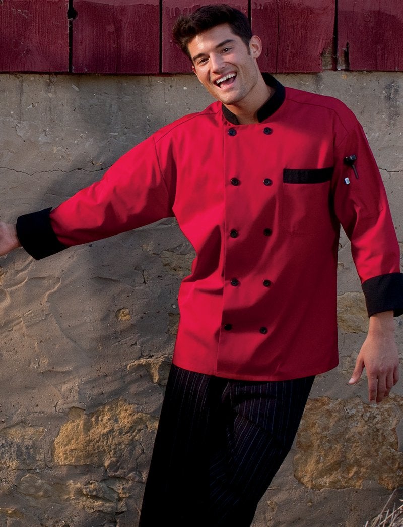 Uncommon Threads womens Unisex Newport Chef Coat Shirt, Red, Medium US - Image 3
