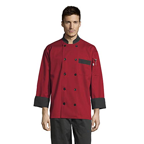 Uncommon Threads womens Unisex Newport Chef Coat Shirt, Red, Medium US - Image 1