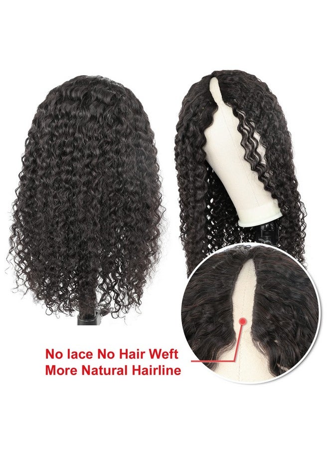 V SHOW Show V Part Deep Wave Human Hair Wigs Glueless For Women Human Hair No Leave Out Curly Wave Upgrade U Part Wigs 150% Density 22Inch Natural Black Color  - Image 5