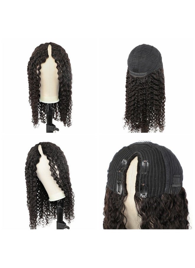 V SHOW Show V Part Deep Wave Human Hair Wigs Glueless For Women Human Hair No Leave Out Curly Wave Upgrade U Part Wigs 150% Density 22Inch Natural Black Color  - Image 3