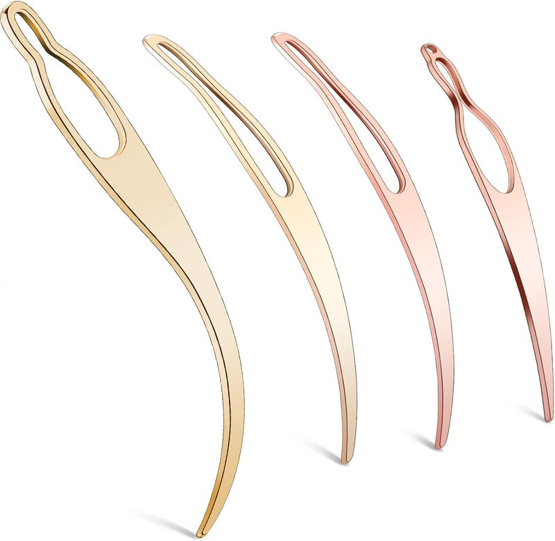 WILLBOND 4 Pieces Sisterlock Retighten Tool, Dreadlock for Hair, Crochet Needle, Loc Dreads, Dread Extensions Styling Tools Maintenance (Rose Gold, Gold) - Image 1