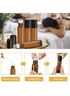 maycreate MAYCREATE® 15Pcs Glass Roller Bottles with Cap Stainless Steel Roller Bead Glass Roller Bottle 10ml Travel Bottles for Coconut oil, Jojoba Oil, Sweet Almond Oil, With Funnel & Cap Opener Tool  - Image 4