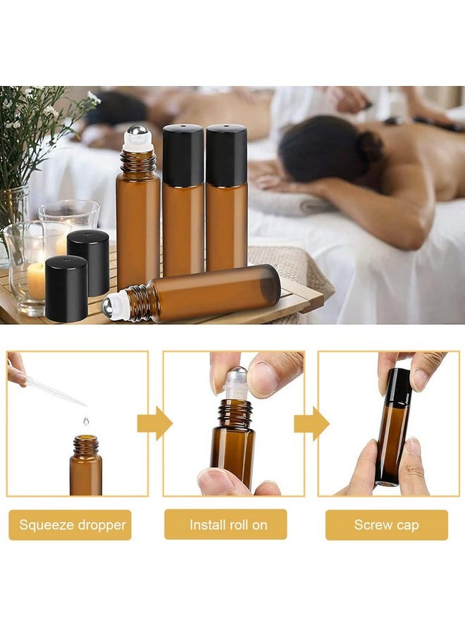 maycreate MAYCREATE® 15Pcs Glass Roller Bottles with Cap Stainless Steel Roller Bead Glass Roller Bottle 10ml Travel Bottles for Coconut oil, Jojoba Oil, Sweet Almond Oil, With Funnel & Cap Opener Tool  - Image 4