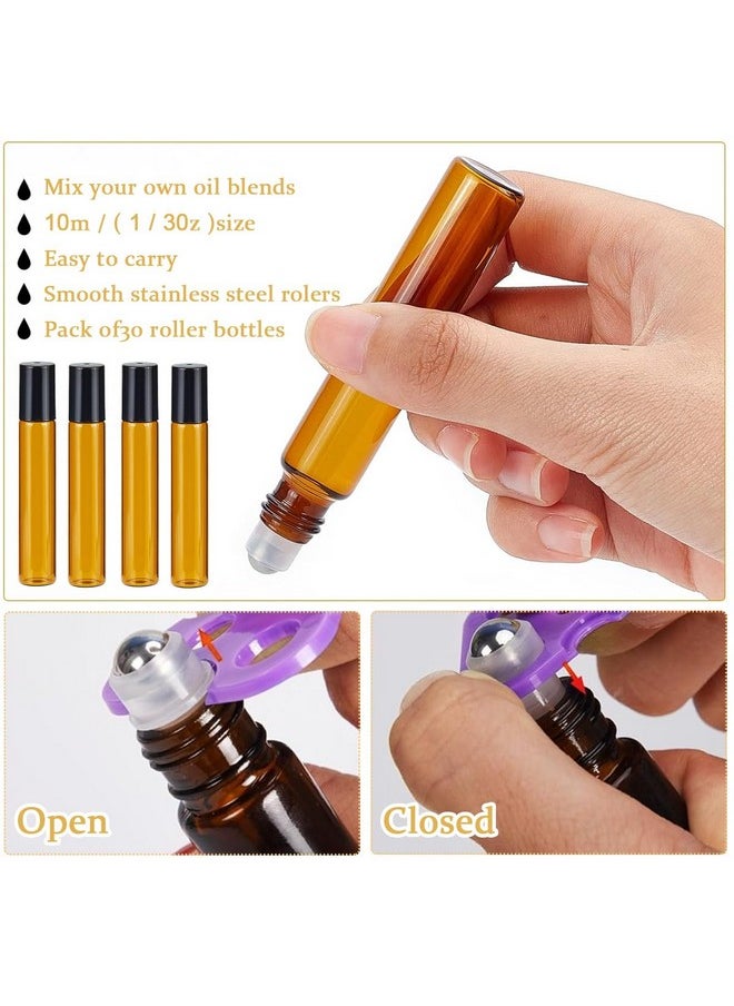 maycreate MAYCREATE® 15Pcs Glass Roller Bottles with Cap Stainless Steel Roller Bead Glass Roller Bottle 10ml Travel Bottles for Coconut oil, Jojoba Oil, Sweet Almond Oil, With Funnel & Cap Opener Tool  - Image 5