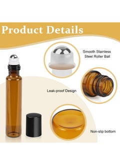 maycreate MAYCREATE® 15Pcs Glass Roller Bottles with Cap Stainless Steel Roller Bead Glass Roller Bottle 10ml Travel Bottles for Coconut oil, Jojoba Oil, Sweet Almond Oil, With Funnel & Cap Opener Tool  - Image 3